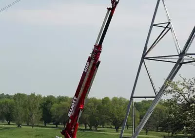 h 110 f truck near electrical tower