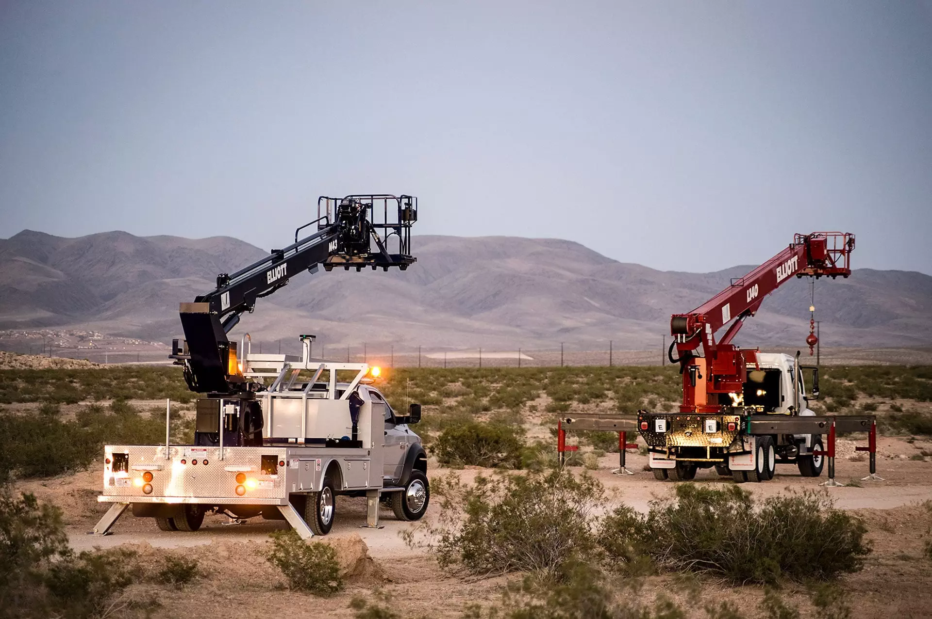 HiReach trucks in desert